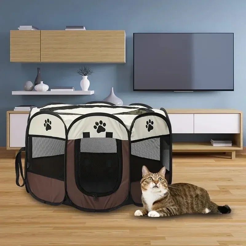 Portable Foldable Pet Tent Kennel Octagonal Fence Puppy Shelter Easy To Use Outdoor Easy Operation Large Dog Cages Cat Fences PawPrint Treasures
