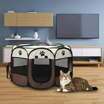 Portable Foldable Pet Tent Kennel Octagonal Fence Puppy Shelter Easy To Use Outdoor Easy Operation Large Dog Cages Cat Fences PawPrint Treasures