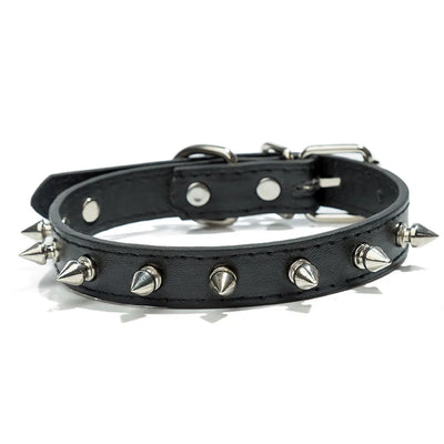 Spiked Dog Collar for Small Breed Dogs One Row Studded Leather Pet Collar Anti-Bite Neck Strap for Puppies Adjustable Cat Collar