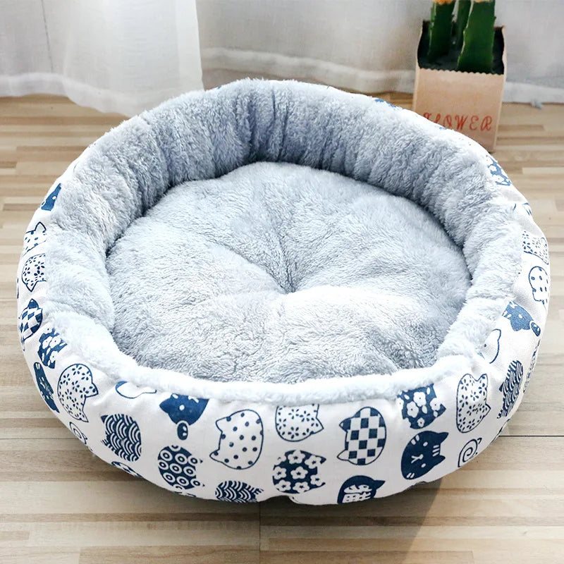 Pet Supplies Cat Nest Dog Nest Round Comfortable Cotton Nest Dog and Cat Seasonal Universal Nest Small and Medium sized Dogs
