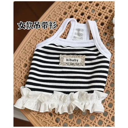 Pet Summer Clothes Pet Couple Striped Shirt Pet Tank Top Dog Cat Universal Knitted Teddy Shirt Puppy Clothing Dog Cooling Vest PawPrint Treasures
