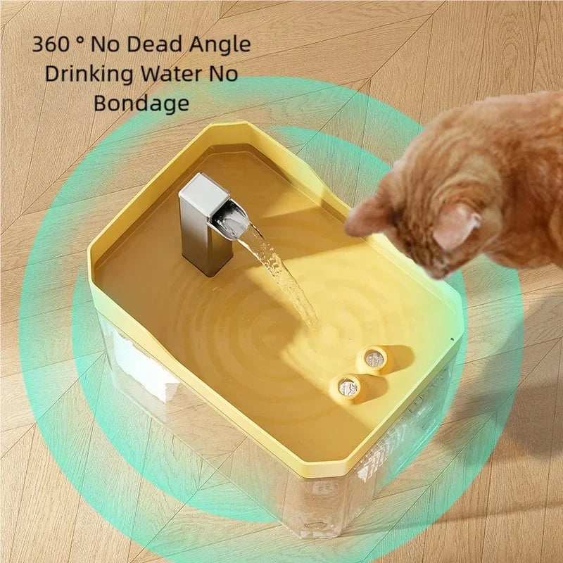 Silent Pump Cat Water Fountain Transparent Visible Design Auto Filter Recirculate Water Dispenser USB Anti-Dry Burning
