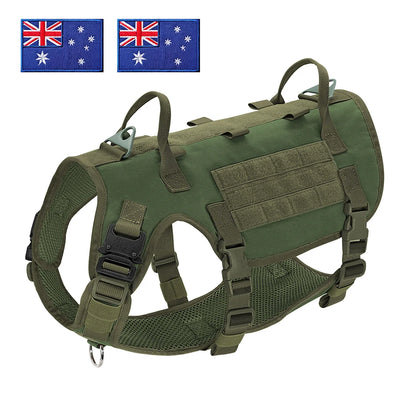 Military Tactical Big Dog Harness Vest Durable Nylon Dog Training Harnesses with Flags Adjustable for Large Dogs German Shepherd
