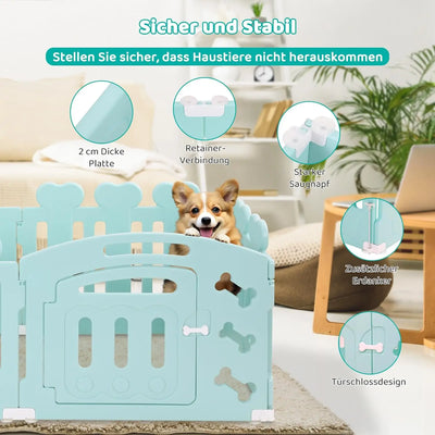 Dog Pen, H60cm, 3/5/7+1 Panels, with Lockable Door, Recycled Plastic,Puppy Enclosure,For Rabbit Runs, Indoors, Outdoors, Playpen