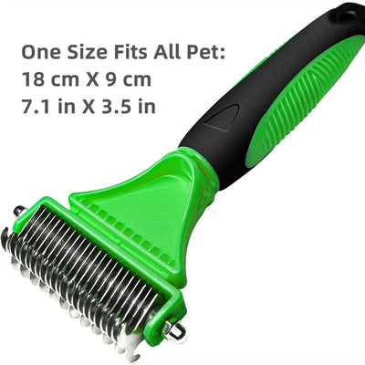 Pets Stainless Steel Grooming Brush – Dual-Sided Shedding & Dematting Undercoat Rake for Easy Knot & Tangle Removal in Dogs&Cats