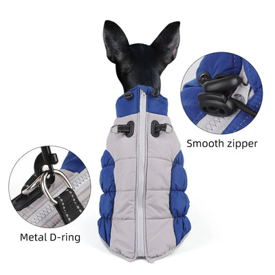 Winter Clothes for Dogs Windproof Cotton Clothing for Pets Rainproof Large Dogs Coat Reflective Overall Dog Leash Pet Clothing