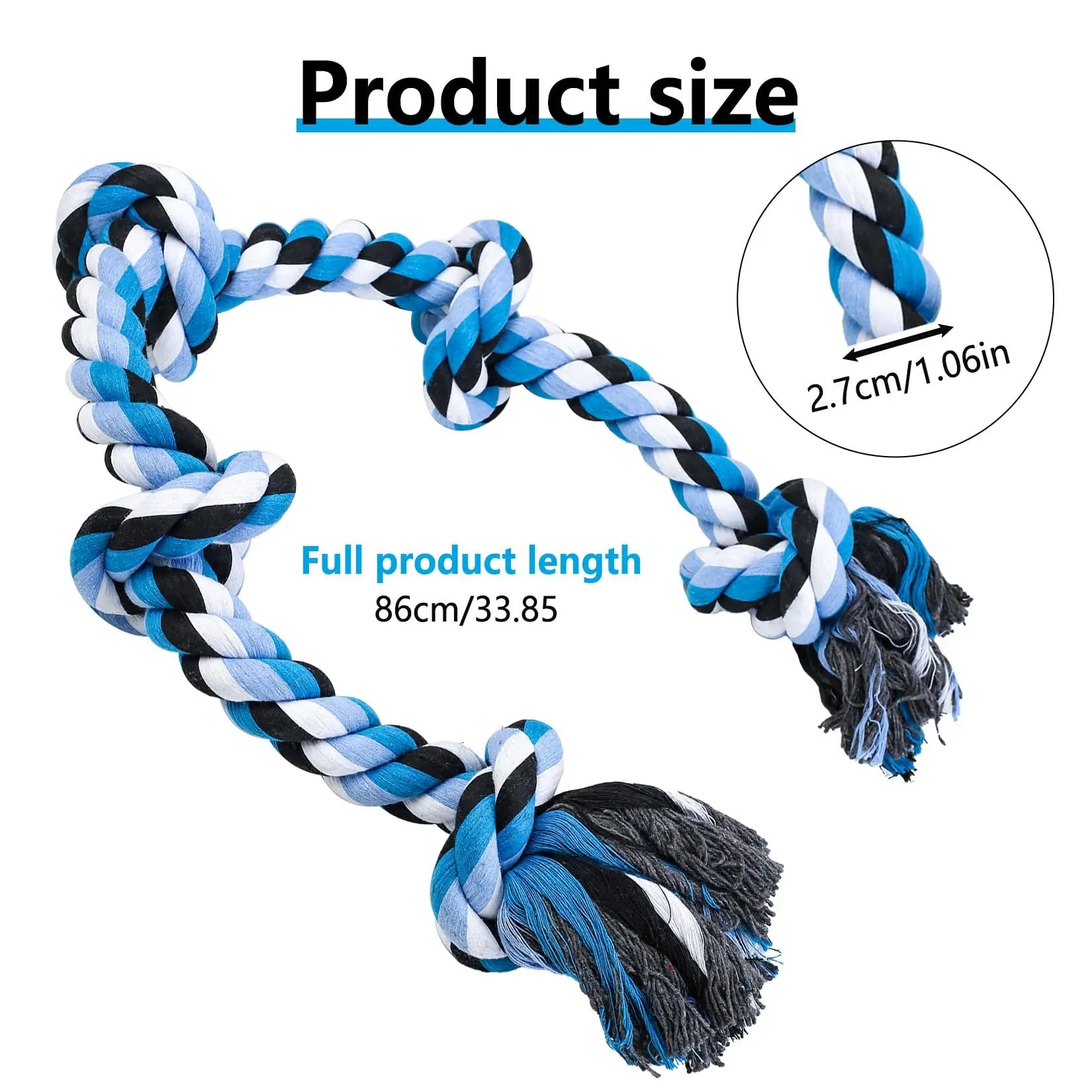 35" Indestructible Dog Rope Toy - Heavy Duty Chew & Teeth Cleaner for Large Dogs
