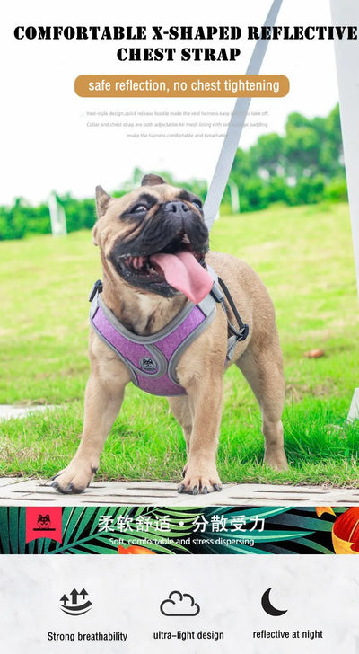 Dog Harness Adjustable Pet Harness Vest For Small Large Dog Cat Reflective Mesh Puppy Cat Chest Strap Dog Accessories