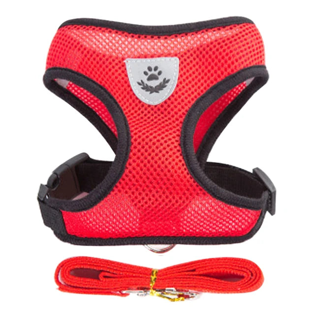 Cat Dog Harnesses Leash Mesh Cloth Pet Collars Puppy Breathable Reflective Lead Dog Rope Adjustable Pet Supplies Christmas Gift