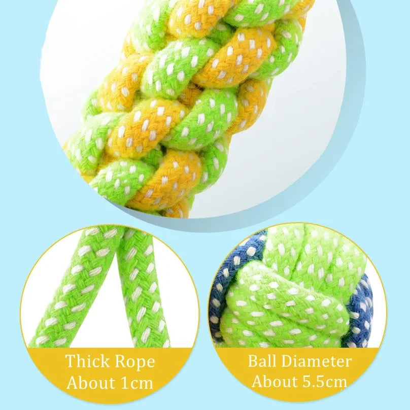Interactive Cotton Rope Dog Toys, Mini Chew Ball & Toothbrush Toy for Puppy Teeth Cleaning, Durable Pet Accessories for Small to