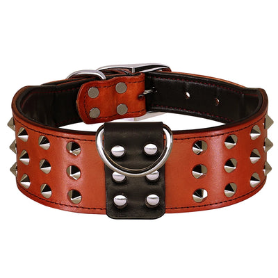 Genuine Leather Dog Collar Durable Adjustable Dog Collars Medium Large Real Leather Pet Pitbull Shepherd Pug Necklace for Dogs