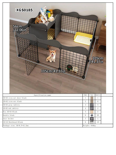 Dog Fence Small Size Dogs Home Indoor One Bedroom One Bathroom Pet Fence Kennel with Toilet Area Anti-Jailbreak Dog Cage