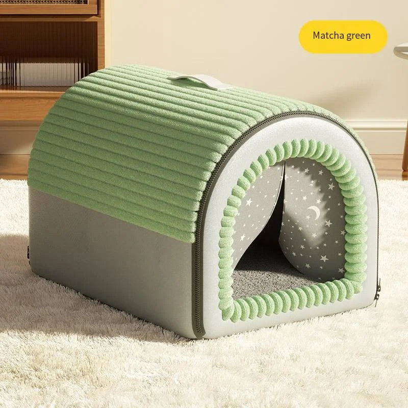 Winter thickened closed pet bed - Portable dog house  Cat shelter - Large medium-sized dog enclosure with washable mattress