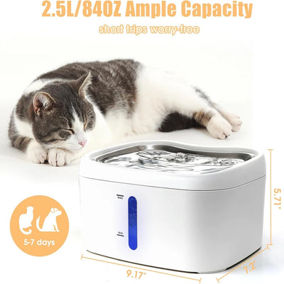 Tuya APP Cat Water Fountain 84 oz/2.5L Automatic Fountain Dog Water Fountain Suitable For Stainless Steel Pets Drinking Bowl