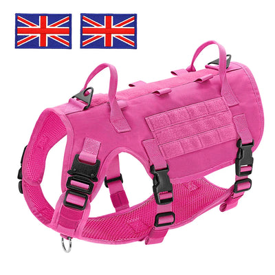 Military Tactical Big Dog Harness Vest Durable Nylon Dog Training Harnesses with Flags Adjustable for Large Dogs German Shepherd