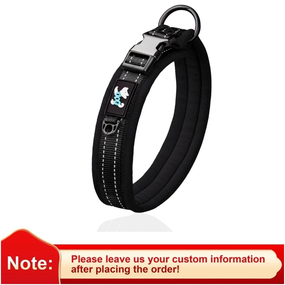 Adjustable Mesh Padded Pet Dog Collar Custom ID Engraving Reflective Nylon Dog Collar Durable Heavy Duty for All Breed All Pug