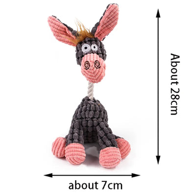 New Plush Squeaky Puppy Chew Toys Interactive Teething Training Dog Toys for Small Dogs Cute Donkey Design