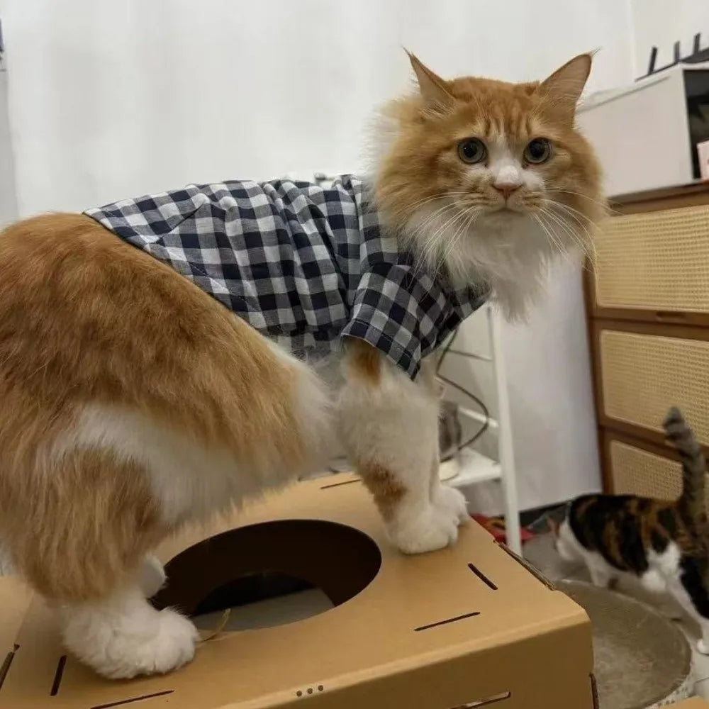 Pet Decoration Comfortable Ins Plaid Shirts Pet Clothing Elegant Fashion Dogs Pajamas Costume Cute Cat Dog Clothes Pet Parties PawPrint Treasures