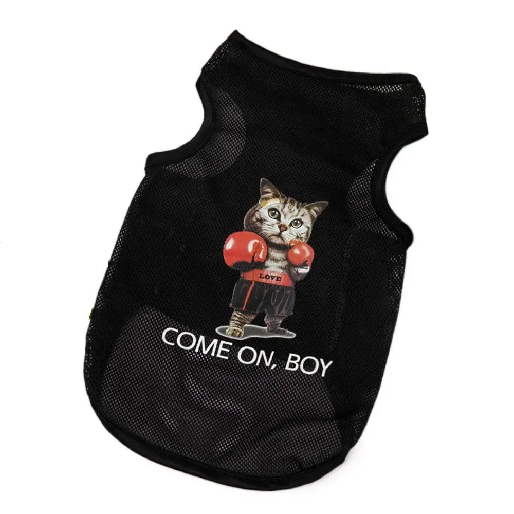 Cute Cartoon Pet Dog Clothes Summer Thin Mesh Dog Cat Vest Cat Teddy Bear Pomy Pet Puppy Breathable Cool Clothing Dog Costume PawPrint Treasures