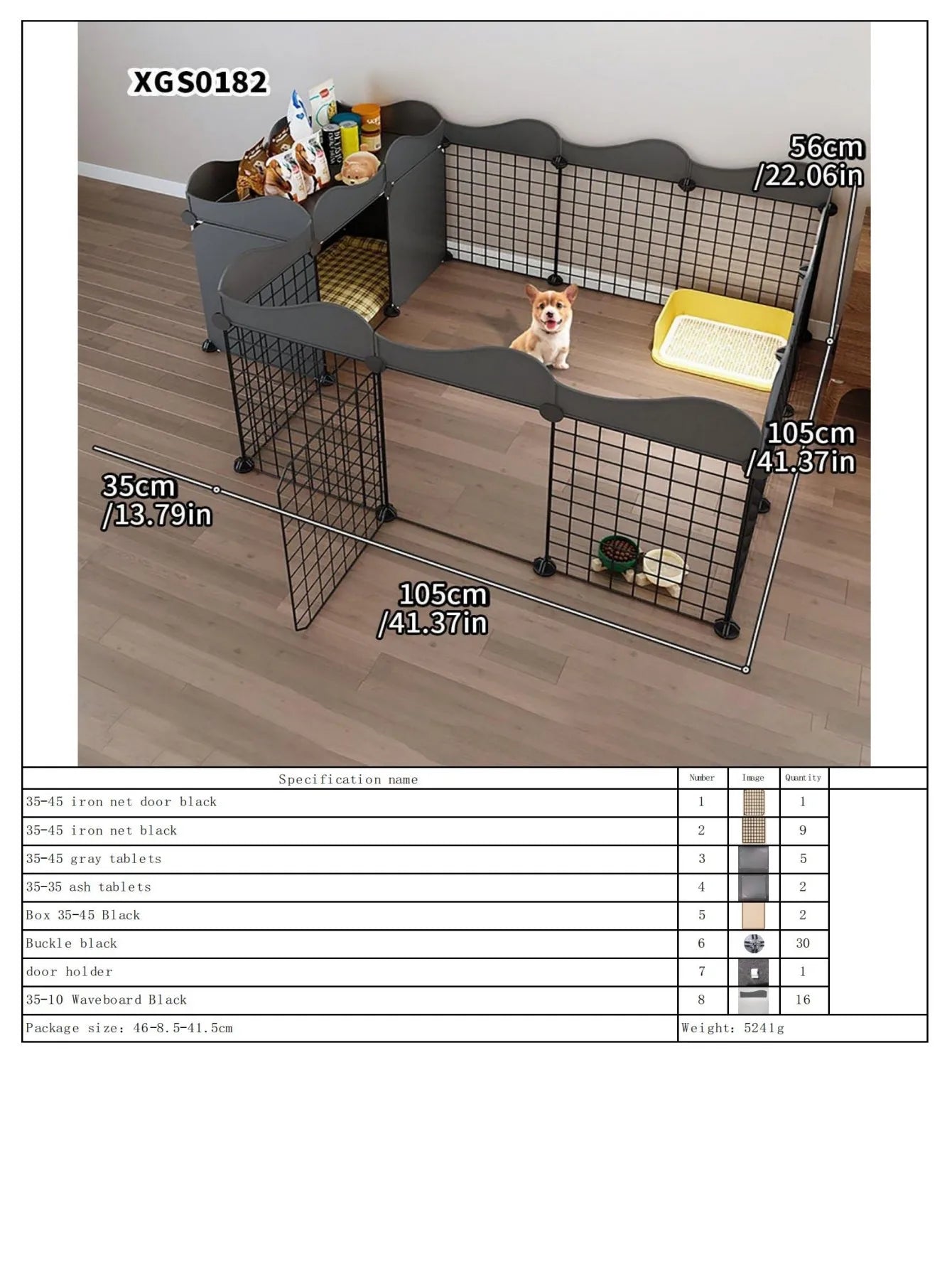 Dog Fence Small Size Dogs Home Indoor One Bedroom One Bathroom Pet Fence Kennel with Toilet Area Anti-Jailbreak Dog Cage