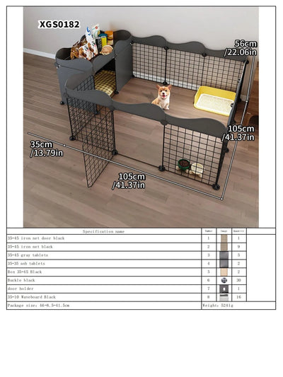 Dog Fence Small Size Dogs Home Indoor One Bedroom One Bathroom Pet Fence Kennel with Toilet Area Anti-Jailbreak Dog Cage