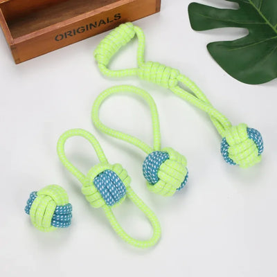 Interactive Cotton Rope Dog Toys, Mini Chew Ball & Toothbrush Toy for Puppy Teeth Cleaning, Durable Pet Accessories for Small to