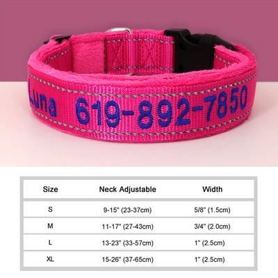 Personalized Embroidered Dog Collar Reflective Nylon Custom ID Name Accessories Pet Padded Collars For Small Medium Large Dogs