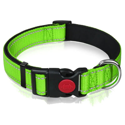 Adjustable Nylon Dog Collar Reflective Pet Traction Collar Quick Release Buckle with Safety Lock  Lining Soft Pet Supplies