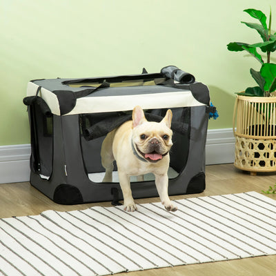 Pawhut Carrier for Dogs and Cats Foldable Pet Transport Bag with Cushion 60X41X41 cm Gray