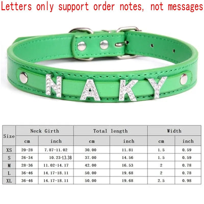 Personalized Dog Collar Fashion Bling Rhinestone Pet Free Diy Name Dog Necklace Custome Leather Dog Collars Pet Dog Accessories