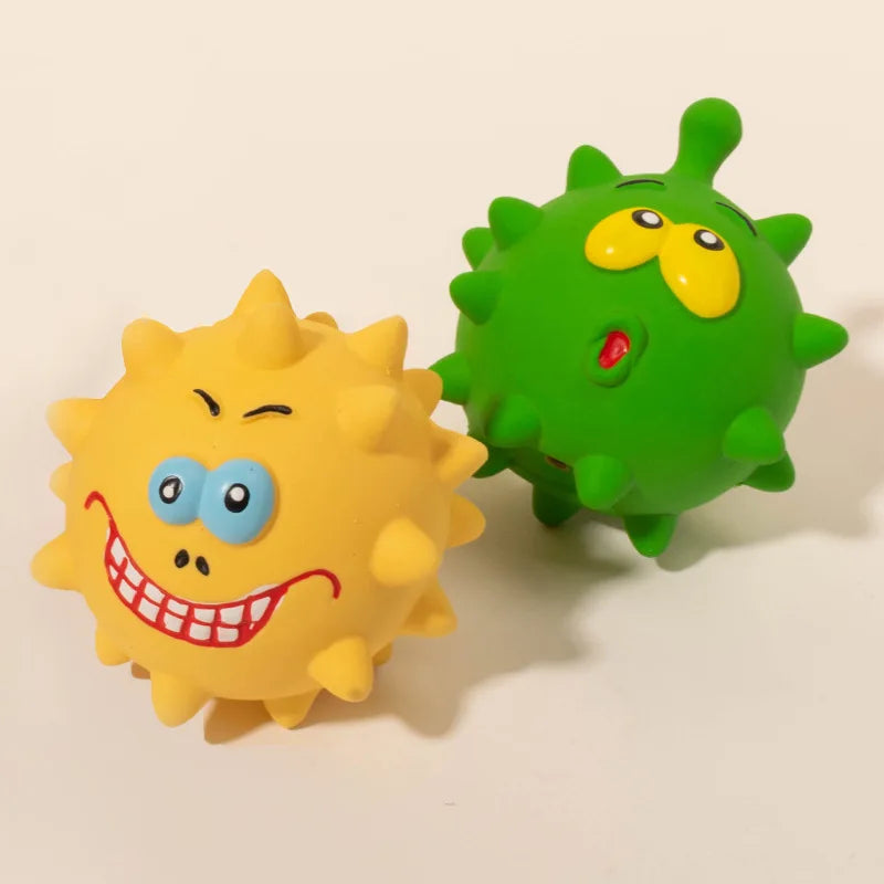 Cute Cartoon Big-Eyed Dog Sound Dog Toy Eco-Friendly Latex Interactive Pet Toy Ball Fun To Relieve Boredom