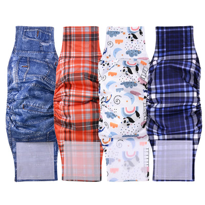 Ohbabyka 4Pack Washable Belly Bands for Male Dogs Reusable Adjustable Male Dog Diaper High Absorbing Belly Bnad for Small Dogs