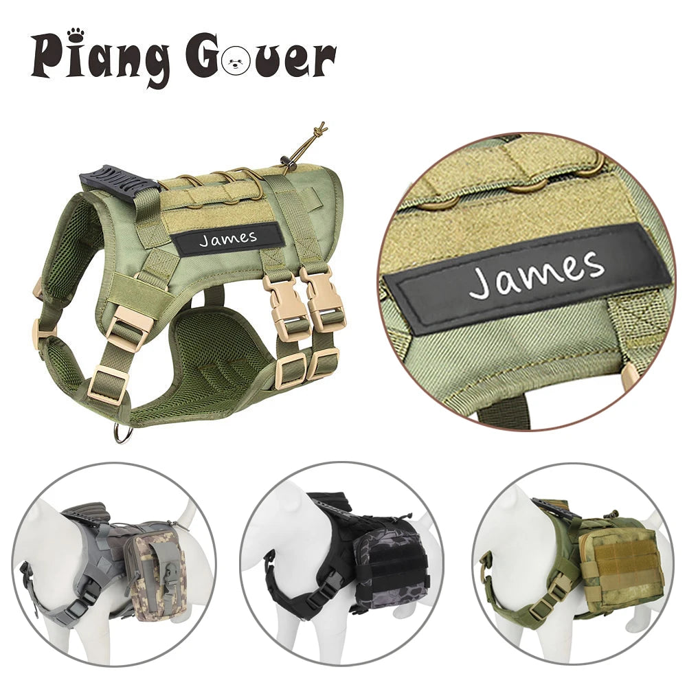 Custom Dog Harness Personalized Tactical Vest DIY Name Pet Harness for Medium Large Big Dog Chest Strap