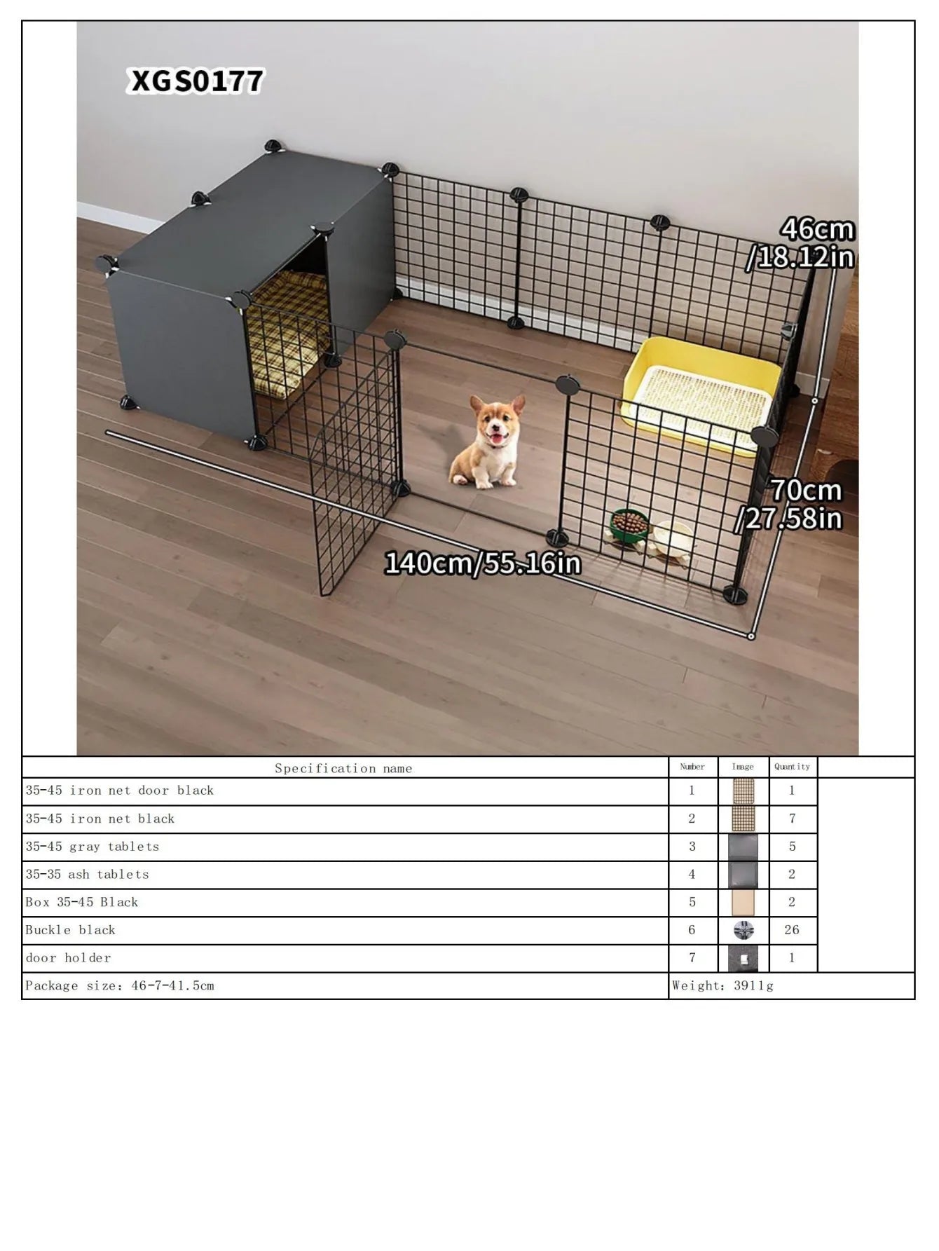 Dog Fence Small Size Dogs Home Indoor One Bedroom One Bathroom Pet Fence Kennel with Toilet Area Anti-Jailbreak Dog Cage