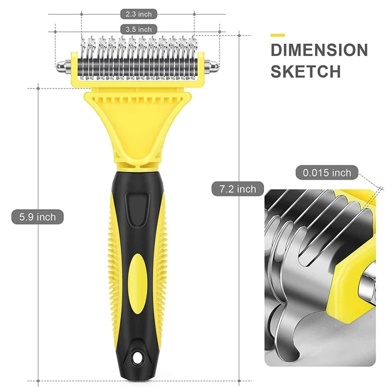 Pets Stainless Steel Grooming Brush – Dual-Sided Shedding & Dematting Undercoat Rake for Easy Knot & Tangle Removal in Dogs&Cats