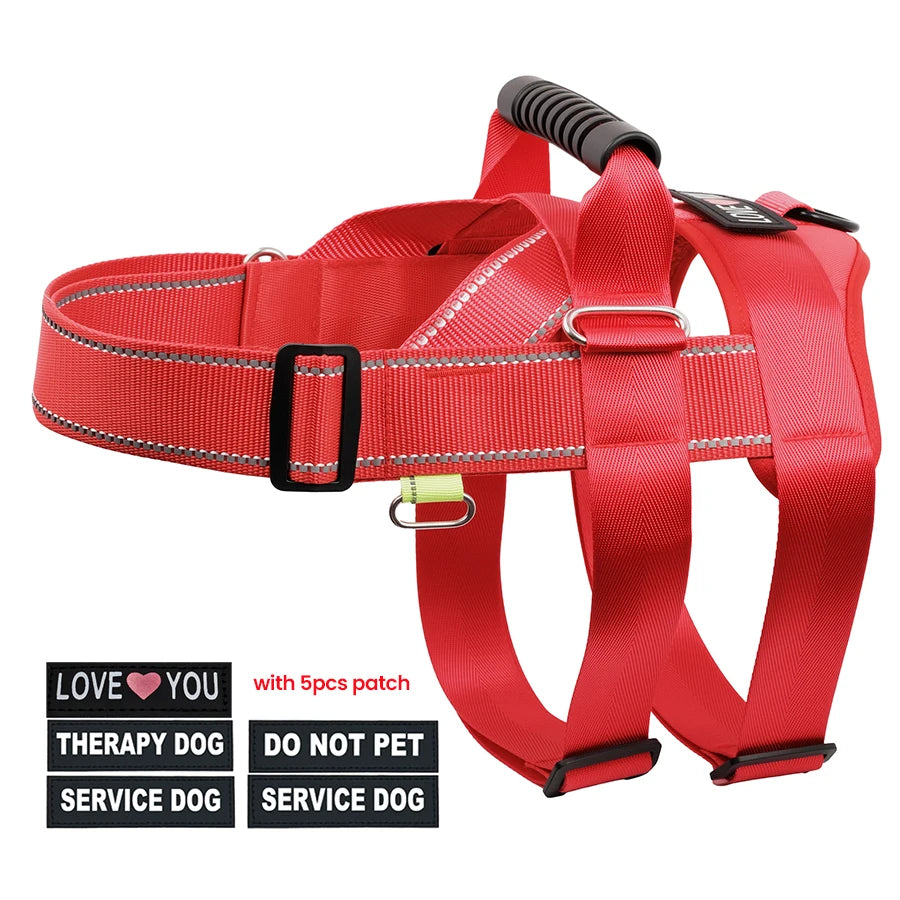 No Pull Dog Harness Adjustable Dog Harness With 5pcs Dog Patch Breathable Reflective Pet Harness for Small Medium Large Dogs