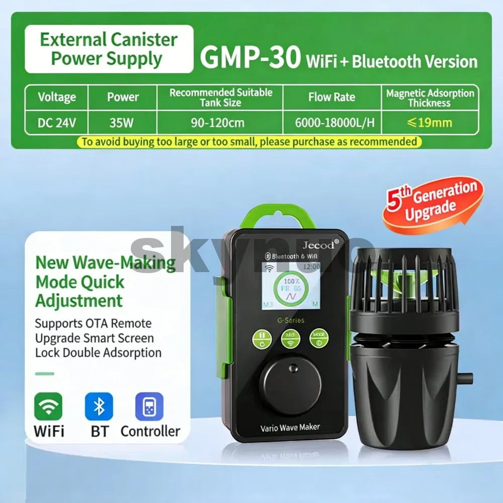 Jebao Jecod GMP Series Cordless Wave Maker Pump with APP Control, WIFI & Bluetooth Silent Frequency Conversion Flow Pump for Mar