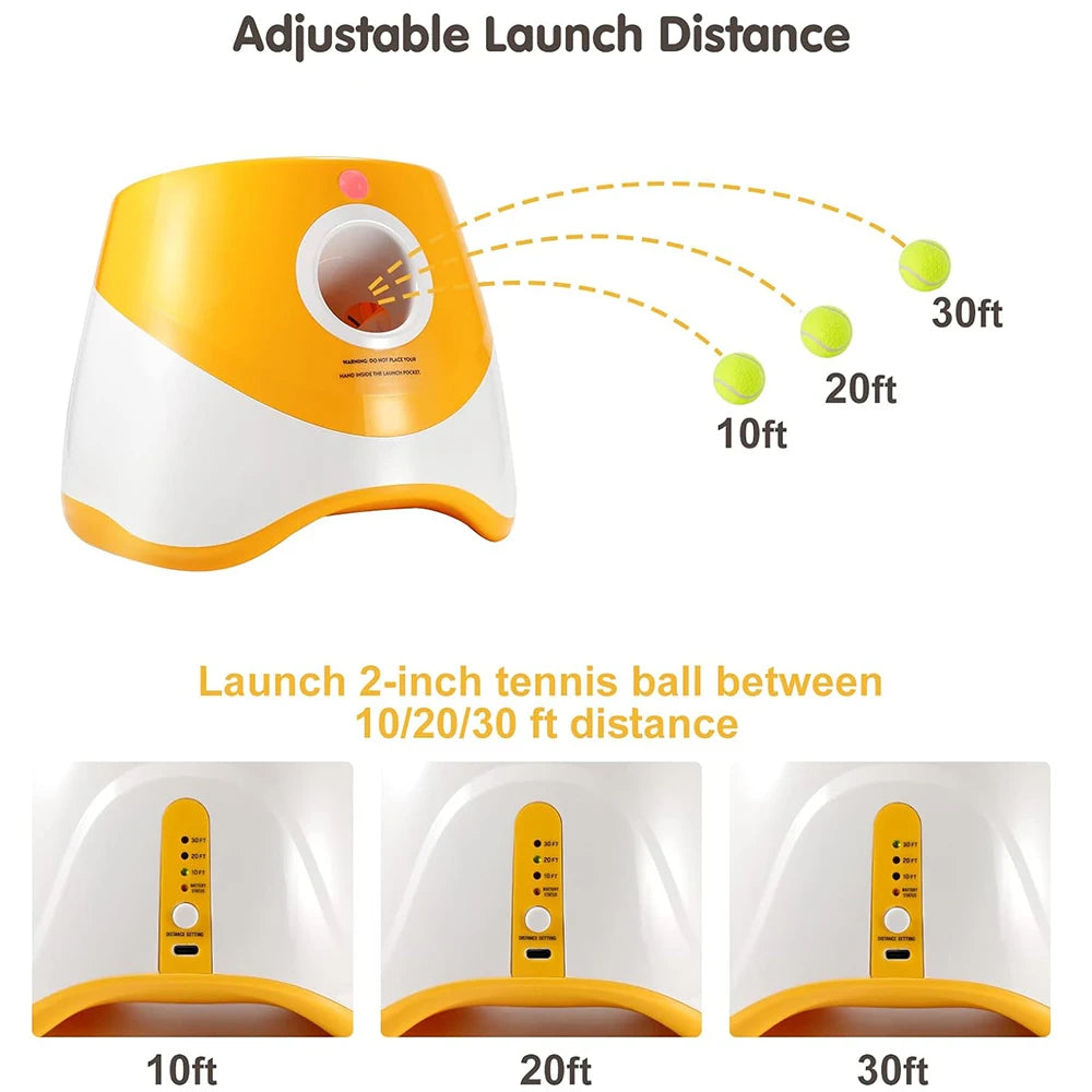 Dog Launcher Automatic Dogs Chase Toy Tennis Throwing Pinball Machine Fun Interactive Throw Rechargable Catapult USB Charging PawPrint Treasures