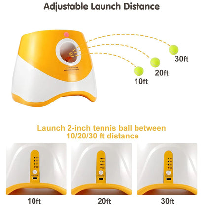 Dog Launcher Automatic Dogs Chase Toy Tennis Throwing Pinball Machine Fun Interactive Throw Rechargable Catapult USB Charging PawPrint Treasures