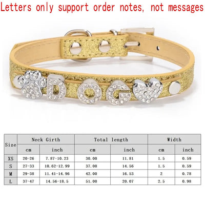 Personalized Dog Collar Fashion Bling Rhinestone Pet Free Diy Name Dog Necklace Custome Leather Dog Collars Pet Dog Accessories