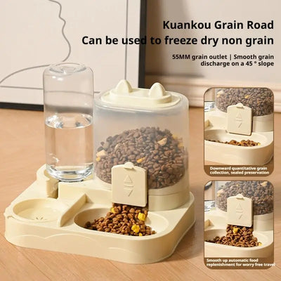 Pet Feeder Dual Food Bowl All-in-One Automatic Food Water Dispenser Large Capacity Food Storage Dispenser Pet Supplies