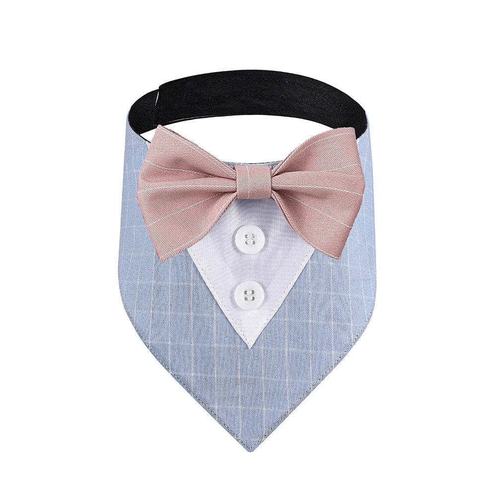 Sucado Wedding Tuxedo Suit Dog Bandana, Adjustable Pet Bib Triangle Bandana Scarf, Suitable for Wedding Engagement Birthday Part