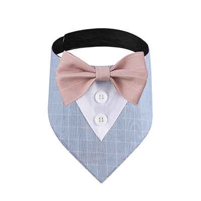 Sucado Wedding Tuxedo Suit Dog Bandana, Adjustable Pet Bib Triangle Bandana Scarf, Suitable for Wedding Engagement Birthday Part