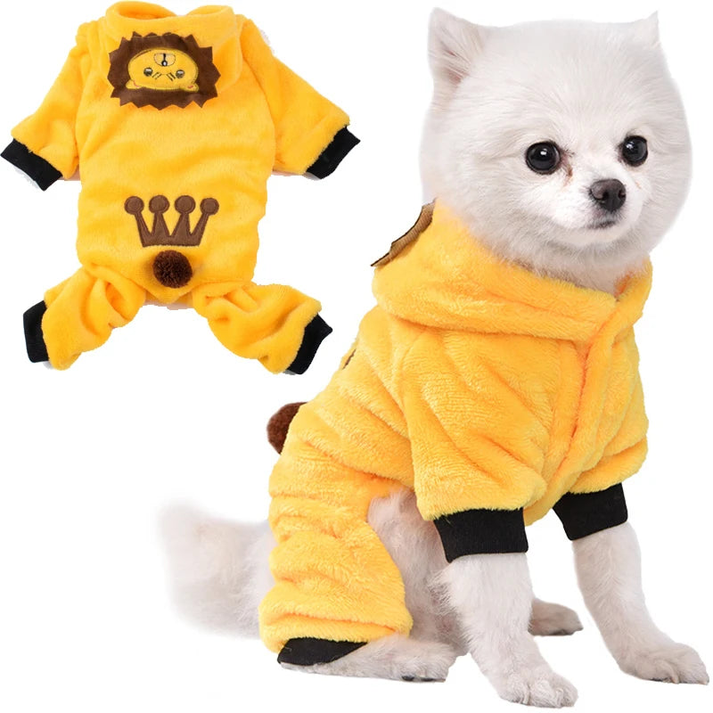 Pet Dog Clothes Soft Warm Fleece Dogs Jumpsuits Pet Clothing for Small Dogs Puppy Cats Hoodies Chihuahua Yorkshire Costume Coats PawPrint Treasures