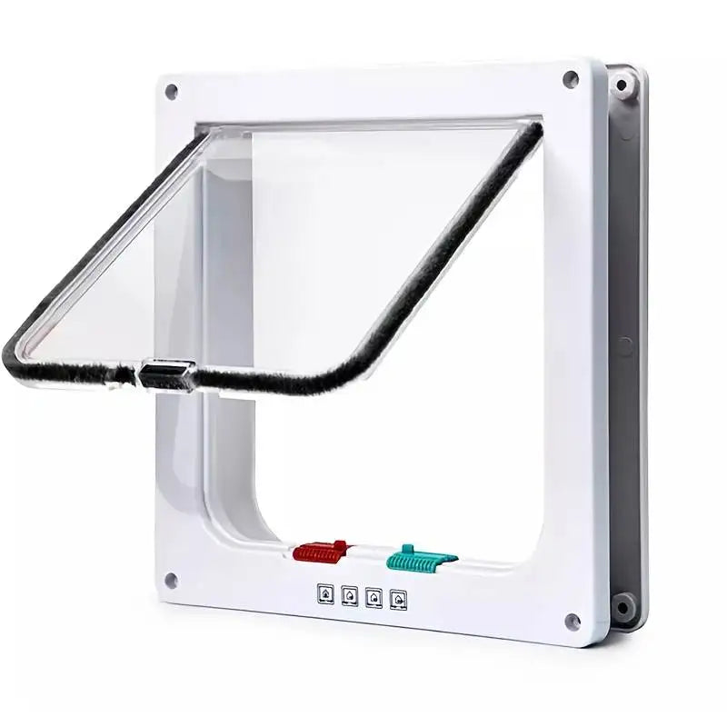 Pet Door 4 Way Locking Security Lock ABS Dog Cat Weatherproof Flap Door Controllable Switch Direction Doors Small Pet Supplies