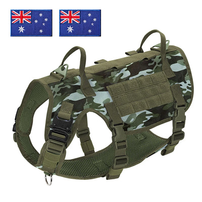 Military Tactical Big Dog Harness Vest Durable Nylon Dog Training Harnesses with Flags Adjustable for Large Dogs German Shepherd