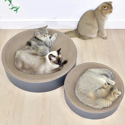 Cardboard Cat Scratch Bed Cat Scratcher for Indoor Cats Oval Round Shape Cat Bed Kitty Scratching Pad