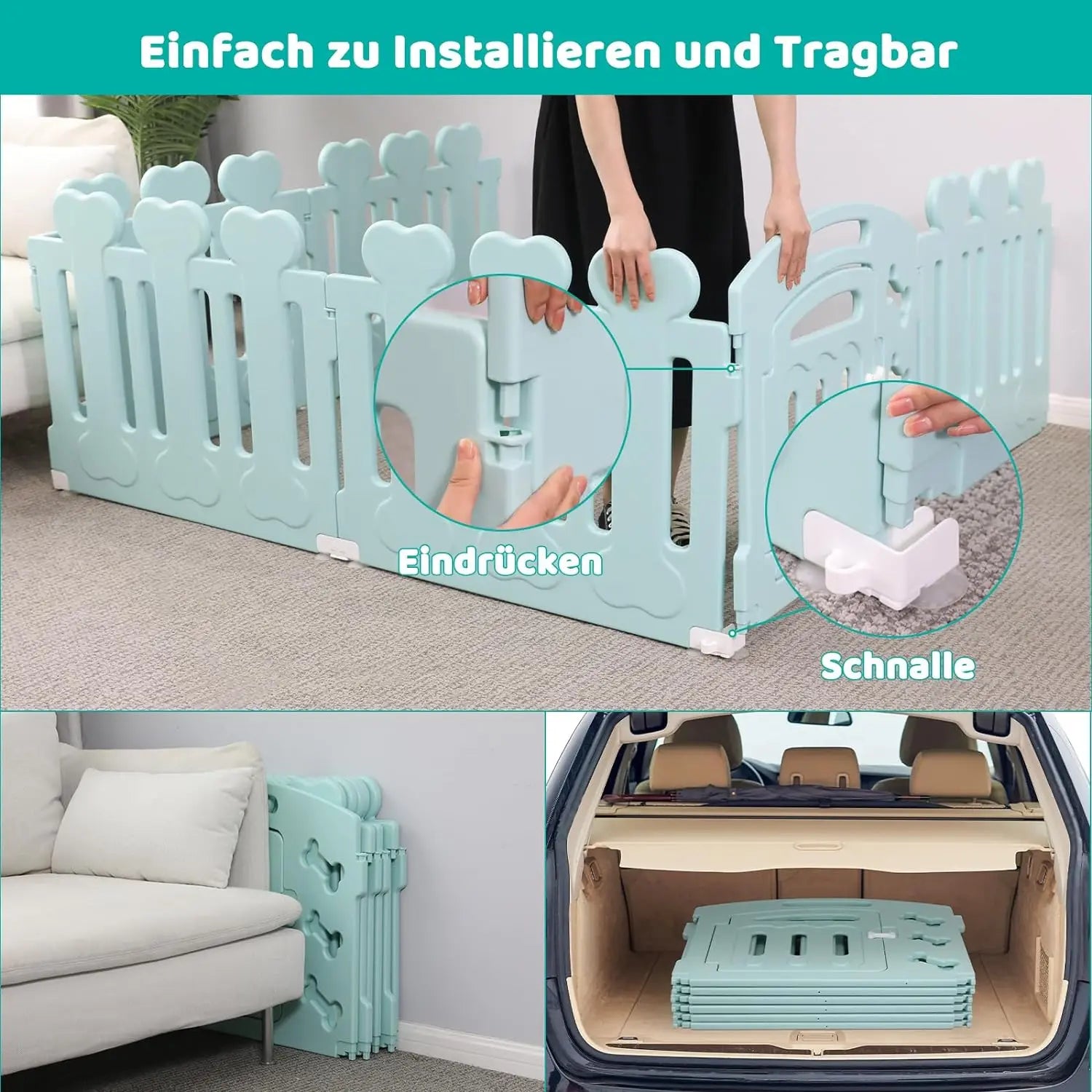 Dog Pen, H60cm, 3/5/7+1 Panels, with Lockable Door, Recycled Plastic,Puppy Enclosure,For Rabbit Runs, Indoors, Outdoors, Playpen