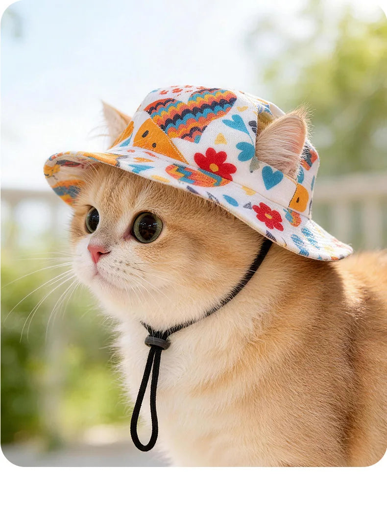 1Pcs S/M/L Cute Print Dog Hat for Small Medium Dogs Adjustable Pet Cap Puppy Pug Corgi Dachshund Hats Summer Out Pet Accessories