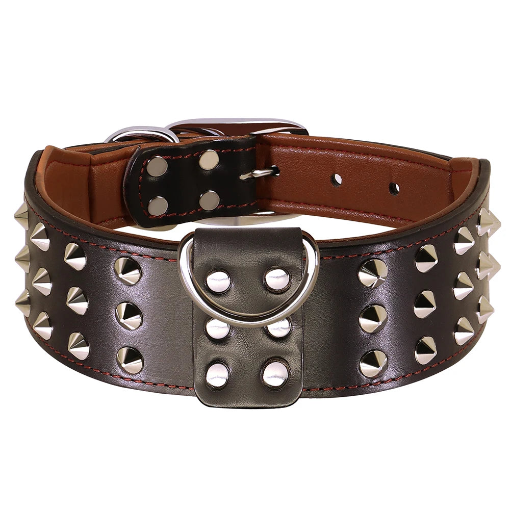 Genuine Leather Dog Collar Durable Adjustable Dog Collars Medium Large Real Leather Pet Pitbull Shepherd Pug Necklace for Dogs